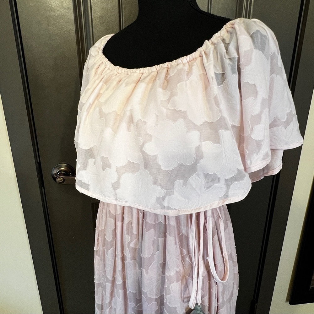 ☀️BIG HIT FASHION Color Block Off Shoulder Maxi Dress Medium - Picture 3 of 6